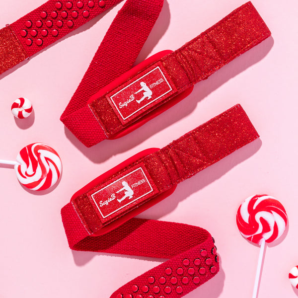 RED SPARKLE LIFTING STRAPS