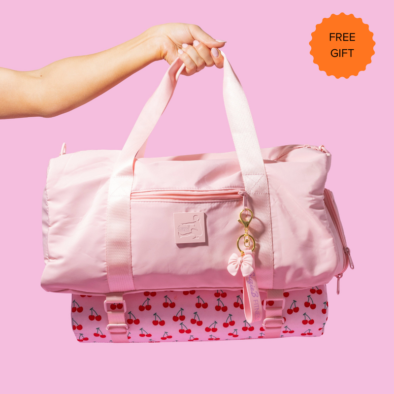 BOW PINK DUFFLE BAG – SuzieB Fitness BOW PINK DUFFLE BAG – SuzieB Fitness