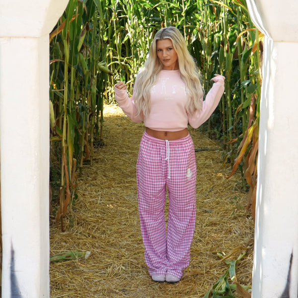 PRE - ORDER PINK PLAID LOUNGE PANT