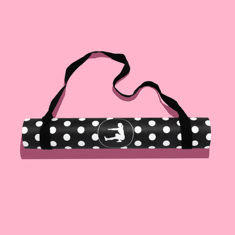 BLACK POLKA DOT WORKOUT MAT
