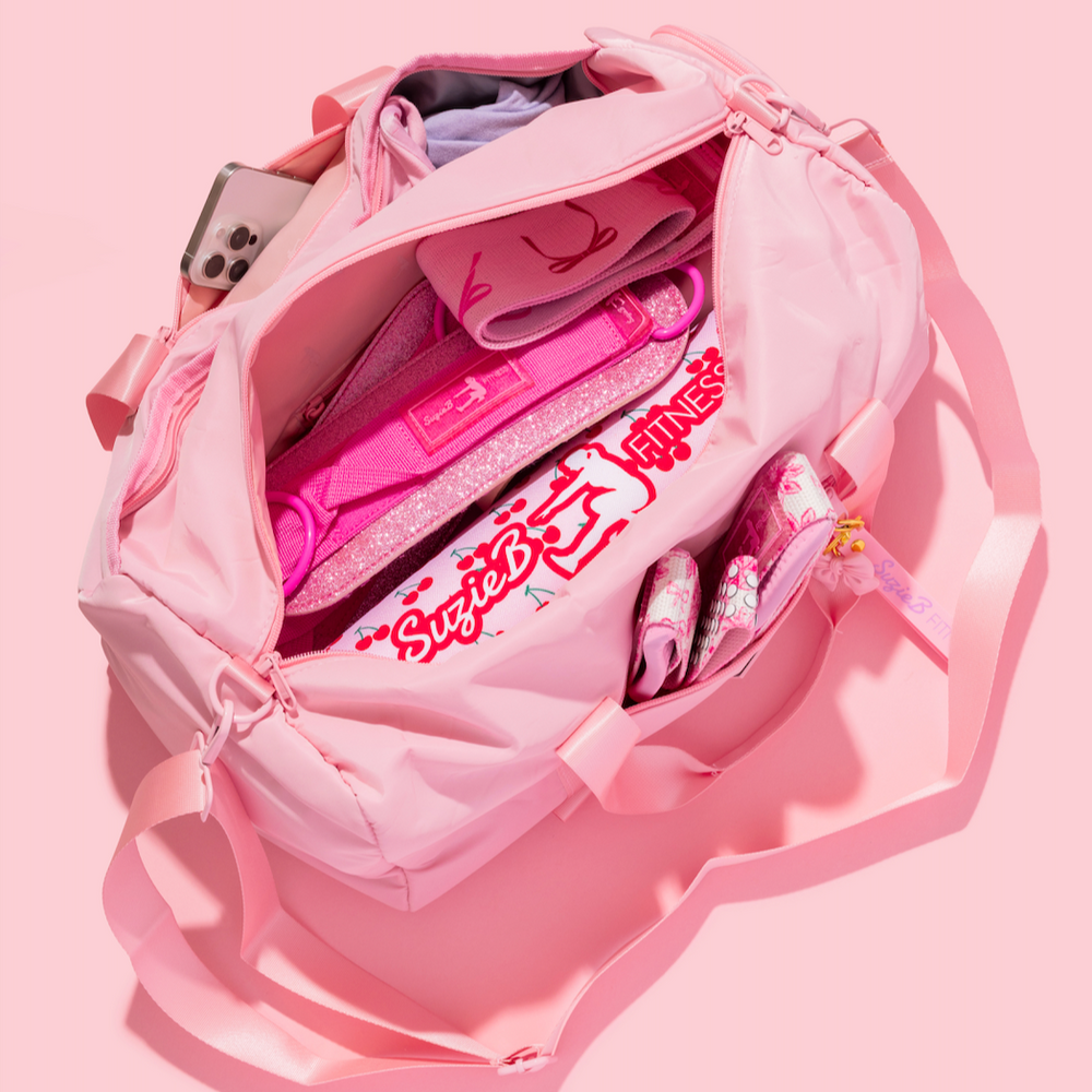 BOW PINK DUFFLE BAG – SuzieB Fitness