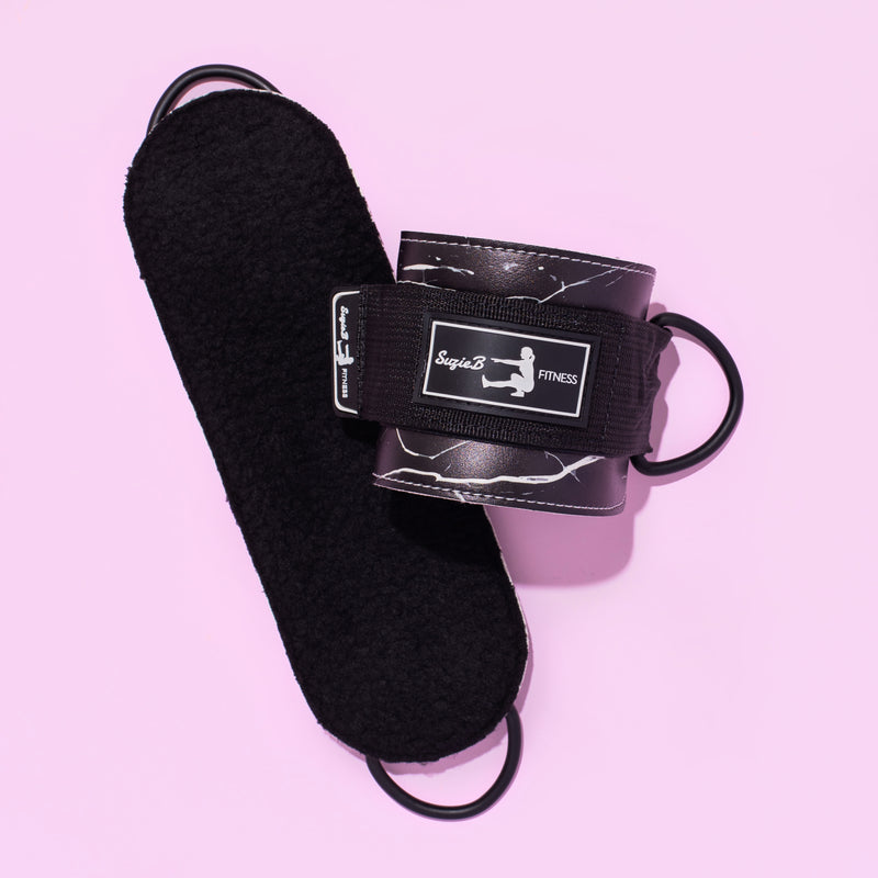 BLACK MARBLE ANKLE STRAPS